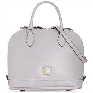✨NEW✨Dooney & Bourke Saffiano Zip Zip Satchel in Light Grey